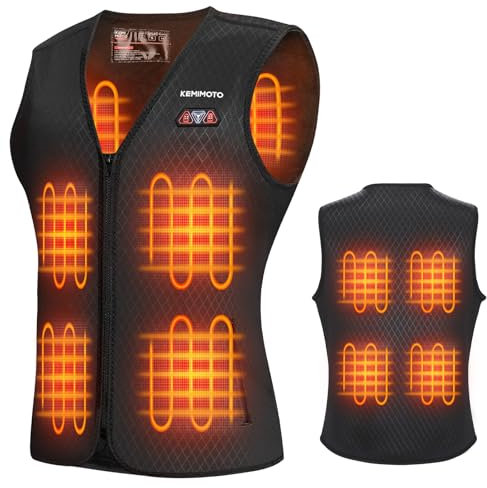 KEMIMOTO Beheizbare Weste für Damen, Beheizte Weste mit 8 Heizzonen, 3 Einstellbare Heizstufen, Elektrische Heziweste Winter mit USB, für Motorrad,Outdoor,Camping, Skifahren, Wandern,Jagen(OHNE AKKU)