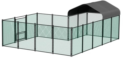 BingoPaw Outdoor Chicken Run Coop: Stort hönshus i fjäderfä för kycklingkop, ankgåsstaket med vattentätt och UV-skydd, stort hönshus i metall för utomhusbruk, gård (4 x 3 m x 1,5 m)