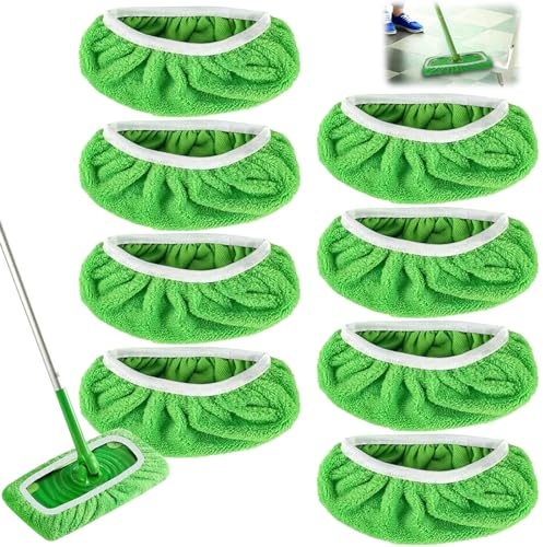 8 Panni per Swiffer Lavapavimenti, Panni Lavapavimenti Riutilizzabili 25,4 X 11,5 Cm, Panni Microfibra per Swiffer, Panno Lavabile per La Pulizia Di Pavimenti Duri, per Uso da Asciutte e da Bagnate