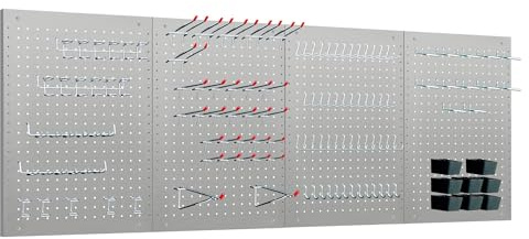 LUGO 24x16 Metal Pegboard Wall Organizer, 128-PC Heavy-Duty Pegboard System with Hooks, Bins & Tool Holders – Space-Saving Garage, Workshop, Craft Room & Workbench Storage (Gray)