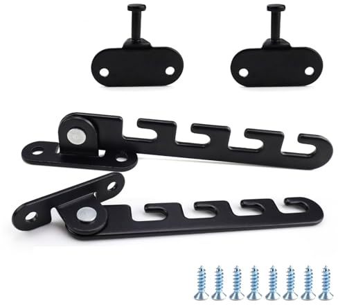 0XBIT Fensterfeststeller, 2 Stück Verstellbarer Kippfenster Feststeller, Kippfensterschutz Schwarz mit Schrauben, 4 Feste Positionen, für Schiebefenster, Normale Fenster