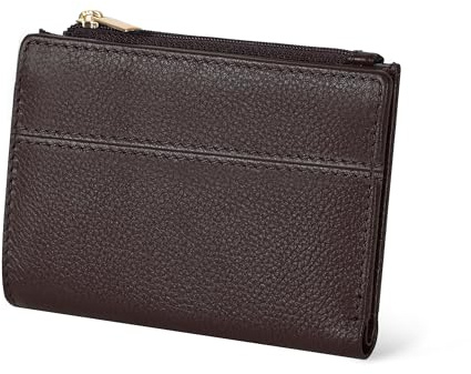 Bifold Full Grain Leather Wallet for Women - RFID Small Coin Purse Card