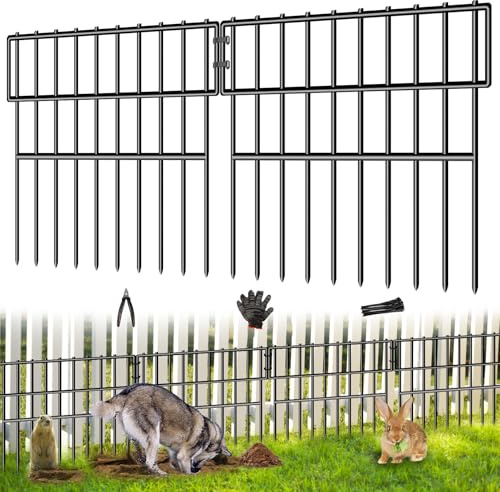39.5ft(L) X 13in(H) Animal Barrier Fence, 28 Panels No Dig Fence for Dogs, 1.52IN Gap Anti Digging Dog Barrier, Rustproof Metal Garden Edging Border Defense for Outdoor, Yard, Lawn