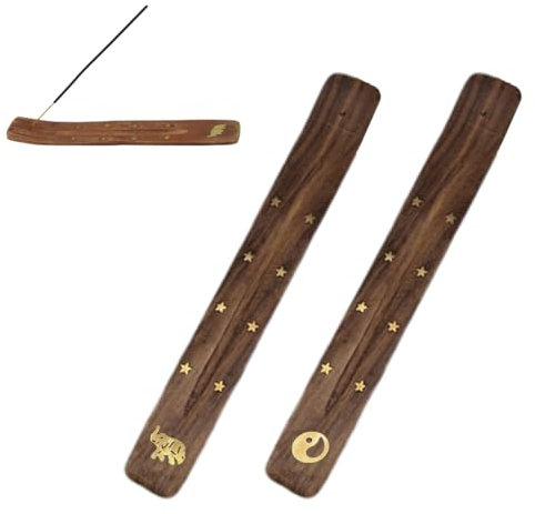 XUZOPIM Incense Holder 2 Sticks Wooden Incense Holder Sticks Handmade Elefante And Grafico Bagua Pattern Incense Sticks Ideal Porta Incenso Per Bastoncini For Home Decoration Meditation And Yoga