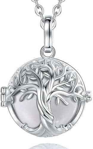 CELESTIA Collana Chiama Angeli Gravidanza, Richiamo degli Angeli, Ciondolo Gravidanza con Albero della Vita, Placcato Argento Collana Donna Incinta, Regalo Futura Mamma