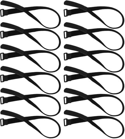 Hohopeti Lot de 12 Sangles de Fixation Réglables et Réutilisables pour Parasol de Jardin 25 MM X 600 MM Accessoires Anti-Vent Robustes Compatibles Parasols Terrasse Maintien Sécurisé