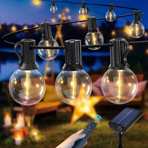 Sprifityy Catena Luminosa Esterno Solare,Catena Luci Luminosa Esterno Giardino,con Telecomando Lampadine G40 Dimmerabile,IP44 per Giardini Terrazze Balconi,Luce Calda Lampadina (16m)