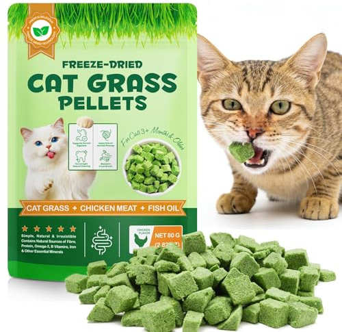 80g Cat Grass Teething Stick, Dental Chew Sticks for Cats, Freezed Dried Cat Grass Sticks Snacks, Oral Cleaning for Increase Appetite, Hairball Removal, Catnip Toys,Teething Toy