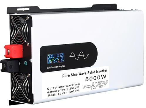 5000w 6000w 8000w 10000w 12000w De Voltaje De Onda Sinusoidal Pura Coche-Convertidor Coche 12v 24v 48v 60v 72v 96v A 110v/220v Inversor, para Portátiles, Camiones(5000W,12V to 220V)