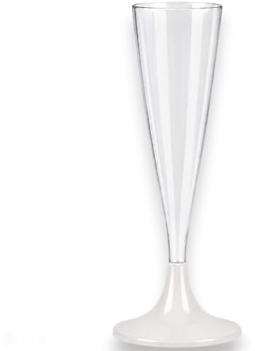 KORAT Flûte Plastica Riutilizzabili 120 ml Bianco, Bicchieri Champagne Prosecco Spumante Trasparenti per Feste Matrimonio Buffet Cerimonie, Set 60 Pezzi