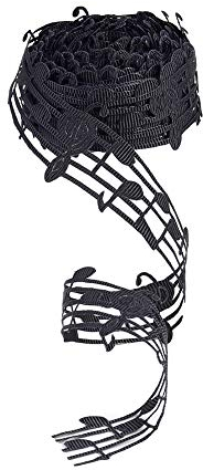 PandaHall 10 Yards 30mm Polyester Musik Note Ribbon Hohl Ausgeschnitten Kleidung Trim Zubehör schwarzes Geschenkpapier für Scrapbooking DIY Geschenkverpackung Dekoration, Notenschlüssel Deko