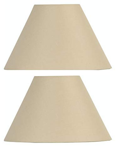 2 Pack - Beige 12 Cotton Coolie Fabric Vintage Lampshade with Reversible Gimble & Shade Reducing Ring to Fit All Types of Lampholders - Sold in Pairs