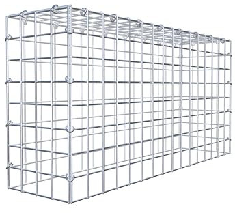 GABIONA Gabione tipo 3 rettangolare, larghezza maglie 5 x 5 cm, profondità 20 cm, gabbione 80 x 40 x 20 cm (lunghezza x altezza x profondità), anello a C