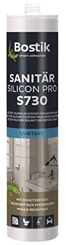 BOSTIK S730 Sanitär Silikon Pro Pergamon – Hochwertiges Acetat Sanitärsilicon mit Schutzeffekt, Lösemittelfrei, Alterungs- und Witterungsbeständig, Geeignet für Innen- und Außenbereich, 300ml