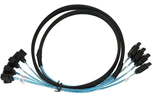 ciciglow Cavo Mini SAS, 4 SATA a 4 SATA Dritto Bend 6 Gbps/s Anti Interferenza Doppio Gruppo Schermatura Cavo SAS Cavo Dati Adattatore(1m)