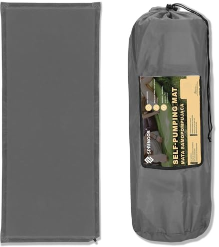 SPRINGOS Matelas Auto-gonflant pour Une Personne 1 Valve 50 x 180 cm Matelas de Trekking avec Sac de Transport