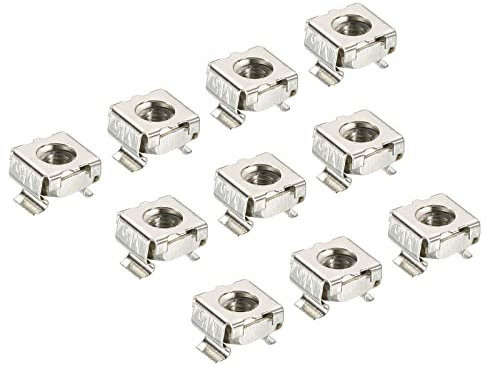 PATIKIL M5 Jaula Tuercas Carbono Acero Níquel Chapado para Servidor Estante Gabinetes, Plateado Tono Paquete de 30