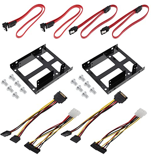 VGOL 2 Ensembles de Support SSD Kit de Montage de Disque Dur Interne Câbles de Données SATA3.0 Câbles d'extension d'alimentation SATA Accessoires Électriques en Métal