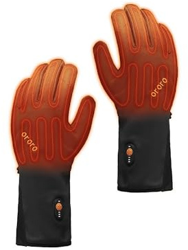 ORORO Heated Gloves Liner for Men and Women, Lightweight Heated Liner Gloves with Battery for Skiing (Black, S)
