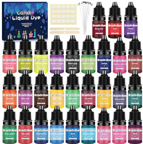 McNory Colorante Per Candele - 30 Colori Altamente Concentrati Per Cera, Paraffina, Soia - Pintura a Base Di Olio Per Fare Candele e Cera Gel