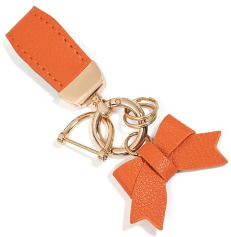 LARENNT Schlüsselanhänger mit Schleife - Schlüsselanhänger Auto Schlüsselbund Organizer Bag Charms Keychain - süße Taschenanhänger Damen für Geldbörsen, Rucksäcke, Handtaschen (Orange)