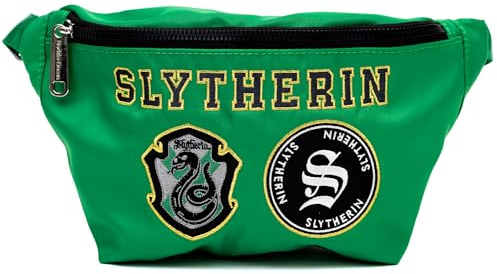 The Wizarding World of Harry Potter Bag, Fanny Pack Slytherin Patches Embroidered Green, Canvas