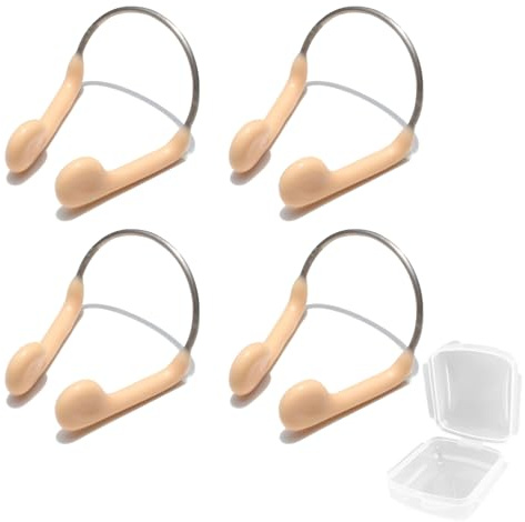 WOLMIK Clip per naso da nuoto, 4 pezzi, in silicone, impermeabili, con scatola portaoggetti, per adulti e principianti