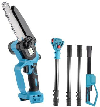 Akku Hochentaster Ast Kettensäge Profi-Astsäge kompatibel mit Makita 18V, 6 Zoll Bürstenlose 2 in 1 Astsäge mit Teleskopstiel und Teleskop Elektro Hochentaster Astsäge Arbeitshöhe 4,65m (mit 2 Akku)