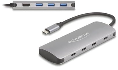 DeLOCK 7Port USB 10Gbps Hub und 4K HDMI Ausgang/USB Typ-C