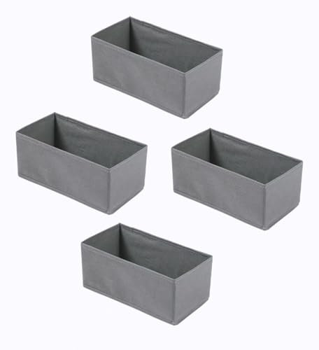 Belijoeuri, Organizer,Separatori per Cassetti,Organizer Cassetti Bagno,Set di 4 Organizzatori per Cassetto in Tessuto, Grigio, Ufficio e Accessori