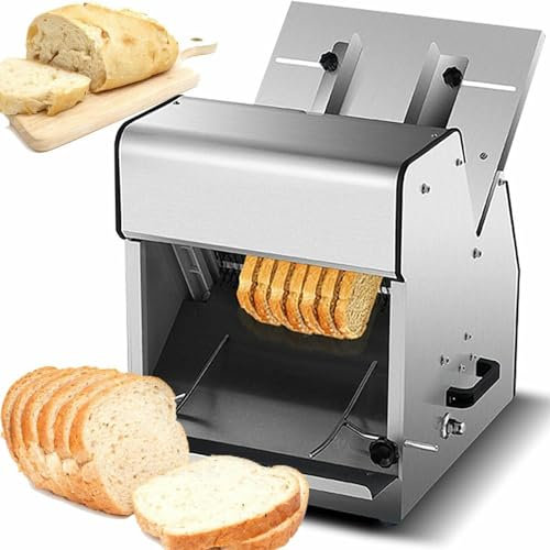 XSDAJSD Rebanadora de Pan Comercial de 370 W, cortadora de Pan eléctrica con Cuchillas de 12 mm, 31 rebanadas, procesador de Tostadas para panadería, Cocina y cafetería.