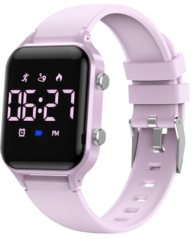 caprock Montre numérique LED podomètre pour Enfants, étanche 50 ATM Avec calcul de la Distance/Vibration, Double réveil/chronomètre