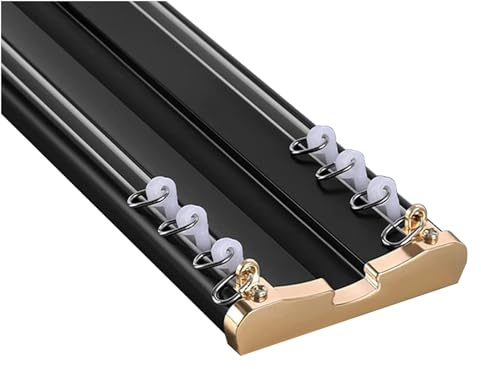Juego de rieles dobles resistentes, soporte de techo de aluminio de 5 m para sala de estar, baño, dormitorio, divisor de habitación, color negro, sistema de riel de techo