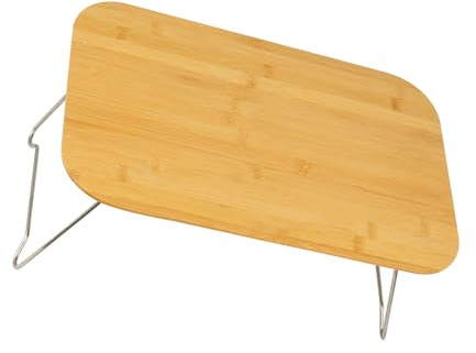 Estación de trabajo portátil de bambú con soporte de acero inoxidable, mesa plegable multifuncional para actividades al aire libre, viajes y picnics