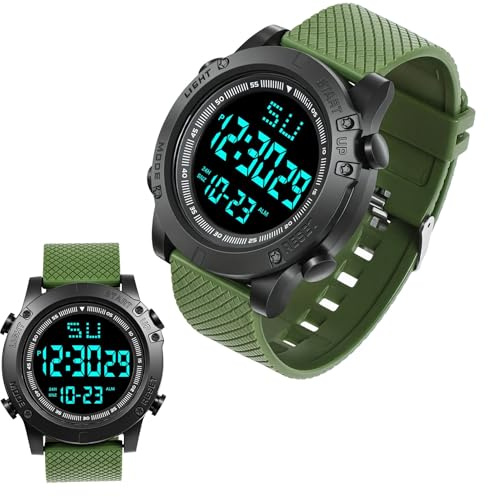 OFFCUP Reloj Digital para Hombre, Impermeable Reloj para Hombre, Reloj Deportivos de TPU Correa con Luz Trasera LED, Alarma, Fecha, a Prueba de Golpes, Relojes de Pulsera para Hombre