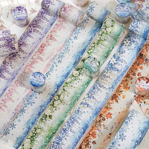 Alideco 6pcs Decorative Adhesive Tapes Vintage Floral Washi paper Tape Great for Bullet Journal Supplies, Arts, Scrapbook, DIY Crafts, Planners (fuhualianying)