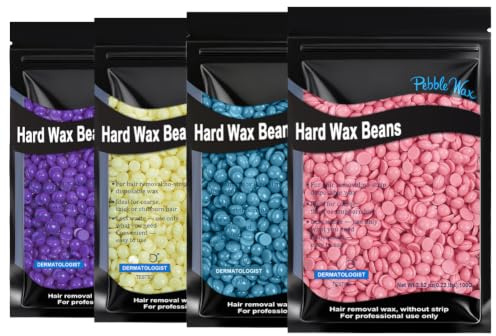 Beugo vaxpärlor, 400 g vaxpärlor hårborttagning för hem vax värmare | Vaxpärlor, doftvax flera smaker för ben, armar, armhålor (4-pack, ros + lavendel + honung + kamomill)