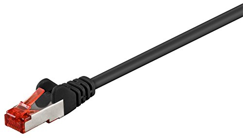 Goobay 92749 Cavo di rete Lan CAT 6 per Gigabit Ethernet S-FTP Cavo patch a doppia schermatura con spina RJ45, 5 m, nero