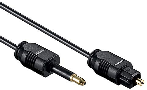 PerfectHD Toslink-kabel | 2,2 mm | optisk digital ljudkabel | Toslink-plugg/Mini Toslink-kontakt (3,5 mm jack) | SPDIF | LWL vågsstege | 2,2 mm diameter | Svart | Längd 2 meter