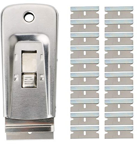 GTIWUNG Peinture Scraper, Rétractable Razor Window Film Outil, Mini Grattoir Acier Inoxydable avec 20 Lames pour Suppression de l'enregistrement, Autocollants, Adhésifs et Plus