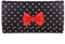 Schompi Retro Damen XXL Geldbörse mit Polka Dots Muster und Schleife, Kunstleder Portemonnaie mit Punkten, Farbe:Schwarz