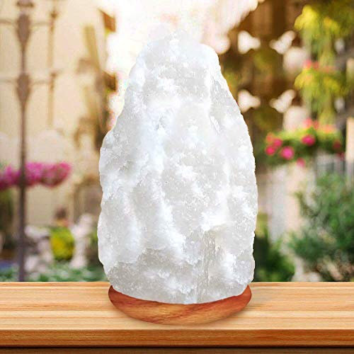 LED Energy Saving Bulb + Very Rare Natural White Himalayan Salt Crystal lamp Healing IONES Therapeutic Handmade Rough Shape Rock Stone