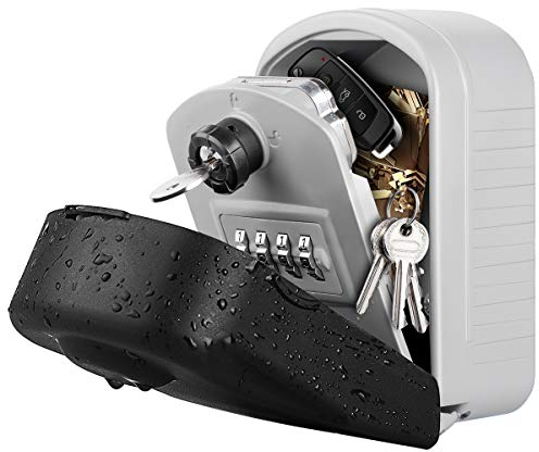 WACCET [Nuova generazione] Cassetta per chiavi di sicurezza, grande scatola per chiavi con codice e chiavi di emergenza, scatola per chiavi a parete con coperchio di protezione esterno per fabbrica,
