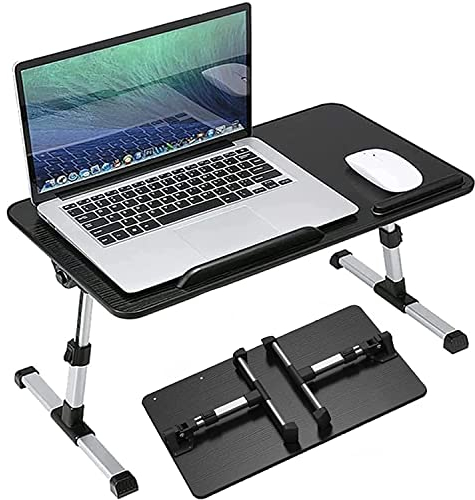 Homesbrand Table de Lit Portable Réglable pour Ordinateur Portable, Angle et Hauteur Ajustables, Bureau pour Travailler, Lire et Écrire, Convient pour Canapé, Jardin et Plage (Noir, S)