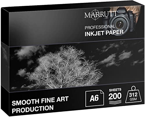 Marrutt 312gsm Smooth Fine Art Production Inkjet Photo Paper: A6 200 Sheets