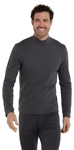 Mountain Warehouse Meribel Mens Turtle Neck Top - 100% Cotton, Lightweight, Breathable, Long Sleeves - Best for Winter Camping, Outdoors, Travelling & Hiking Dark Grey (Turtle Neck) XL