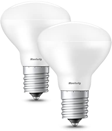 WIAONE Maelsrlg E17 R14 LED Bulb Dimmable 4W(40W Equivalent) Small Light Bulb, E17 Intermediate Base, 300 Lumens, Curio Cabinet Light Bulb, Soft White 2700K, Pack of 2