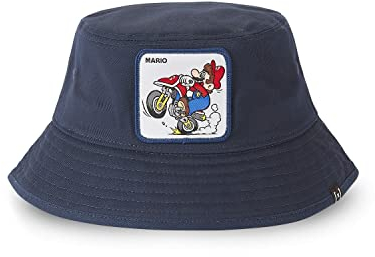 Fischerhut Mario Kart, Sonnenhut Herren, Mario, Anti-Reizung, Schwarz Rot, 56