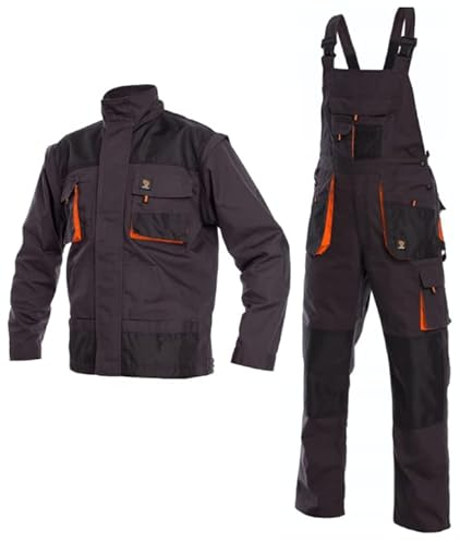 Set aus Latzhose und Jacke | Perfekt Overall mit Kniepolstertaschen für den Bodenbelagshandel von Arbeitsmechanikern | Arbeitshose für Herren | Fracht-Schwerlastarbeit | Langlebig Arbeitskleidung (60)