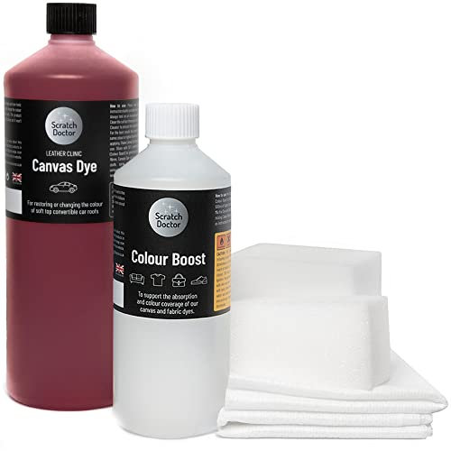 Scratch Doctor Canvas Dye Kit Restore Faded Colour on Convertible Car, Boat Roof, Awning & Soft Top (Red, 500ml)